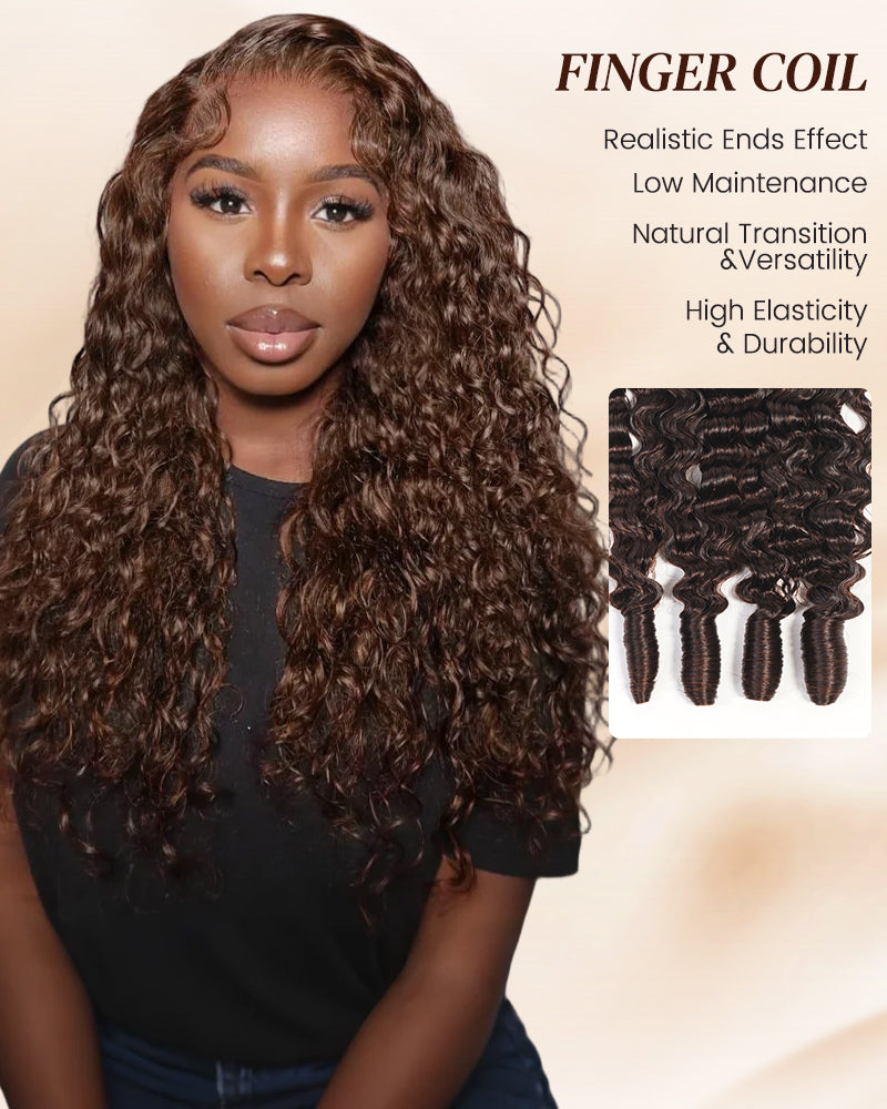 Arabella 12A Jerry Curly with Burmese Curly 3 Bundles Human Hair Weft Chocolate Brown Color Unprocessed Virgin Hair Weave