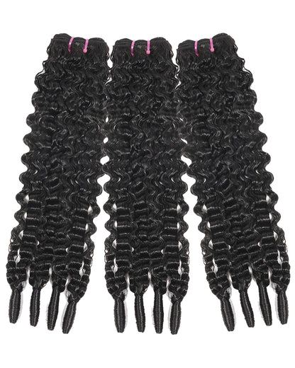 Arabella 12A Jerry Curly with Burmese Curly 3 Bundles Human Hair Weft Natural Color Unprocessed Virgin Hair Weave