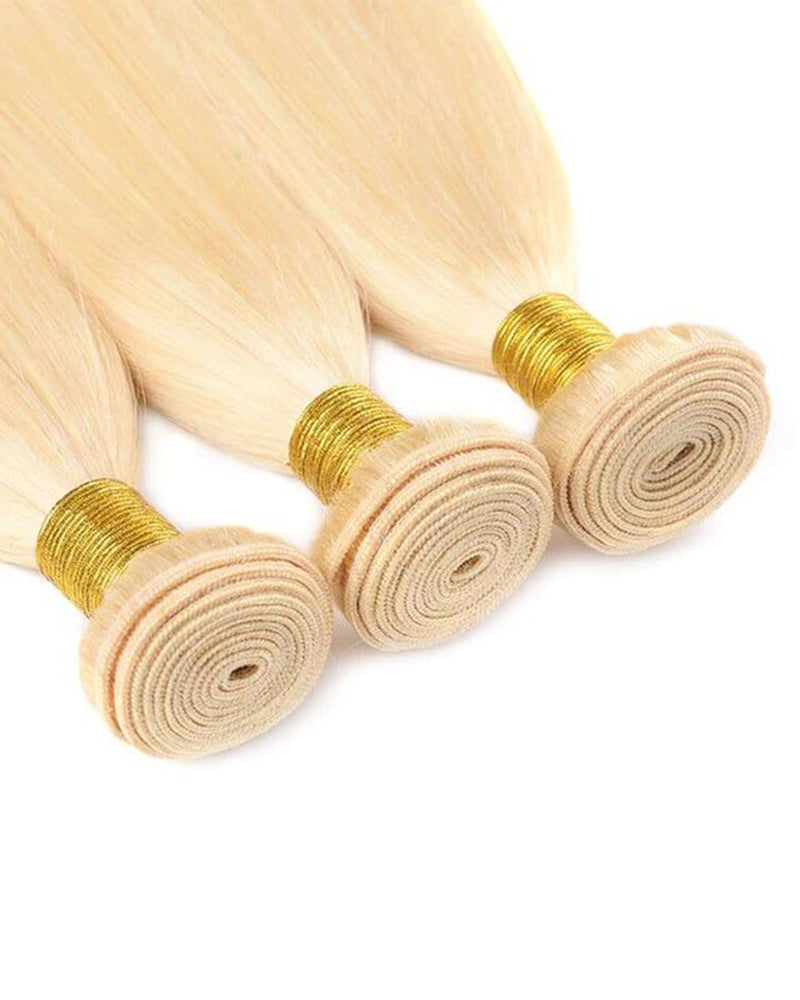 {12A 3Pcs} 613 Blond Body Wave/Straight Virgin Human Hair Weft 3pcs/pack Human Virgin Hair Extensions
