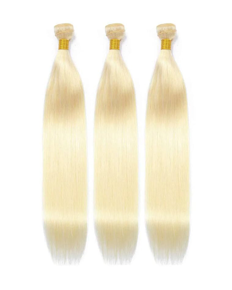 {12A 3Pcs} 613 Blond Body Wave/Straight Virgin Human Hair Weft 3pcs/pack Human Virgin Hair Extensions