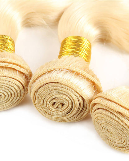 {12A 3Pcs} 613 Blond Body Wave/Straight Virgin Human Hair Weft 3pcs/pack Human Virgin Hair Extensions