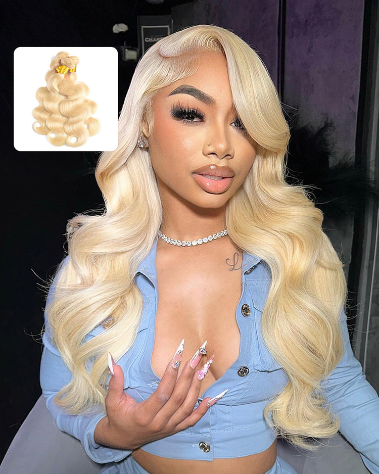 {10A 3Pcs} 613 Blond Body Wave/Straight Virgin Human Hair Weft 3pcs/pack Human Virgin Hair Extensions