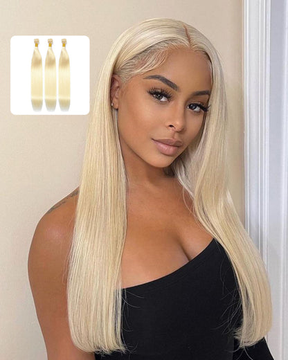 {12A 3Pcs} 613 Blond Body Wave/Straight Virgin Human Hair Weft 3pcs/pack Human Virgin Hair Extensions
