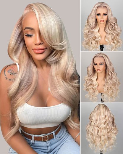 Arabella 13x6 Three-Go™ Glueless Blonde Highlight Loose  Body Wave/Silky Straight Wig With Drawstring For Beginner