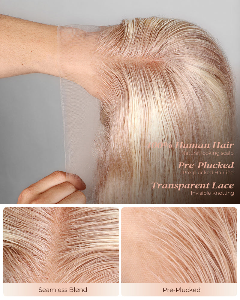 Arabella 13x4 Pre-All Glueless Blonde Highlight Body Wave/Silky Straight Wig Invisible Knots Realistic Hairline