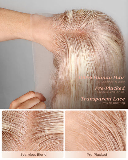 Arabella 13x4 Pre-All Glueless Blonde Highlight Body Wave/Silky Straight Wig Invisible Knots Realistic Hairline
