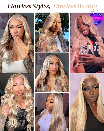 Arabella 13x6 Three-Go™ Glueless Blonde Highlight Loose  Body Wave/Silky Straight Wig With Drawstring For Beginner