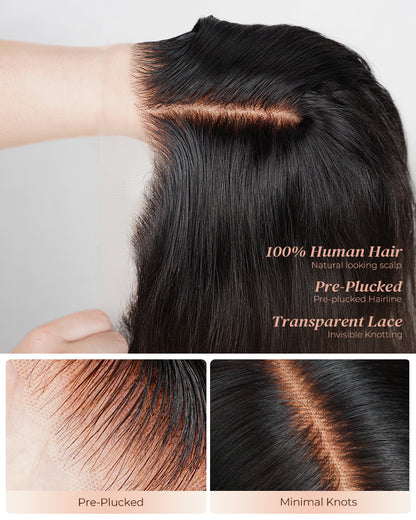 Arabella 13x4 Frontal Lace Straight Bob Wig Invisible Knots Natural Black Realistic Hairline