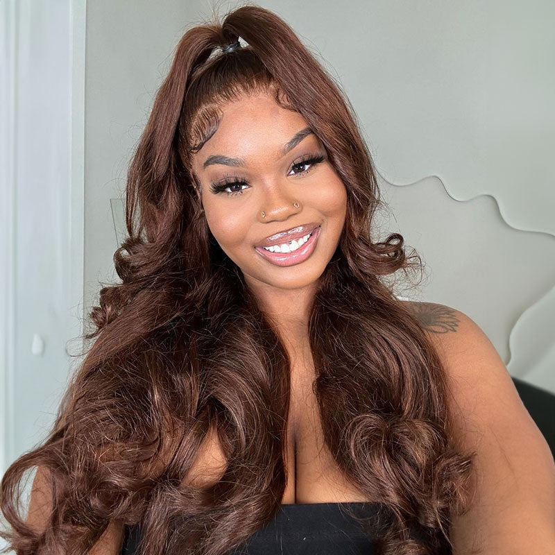 Chestnut Dark Brown Color Wig Glueless Lace Front Closure Wig Body