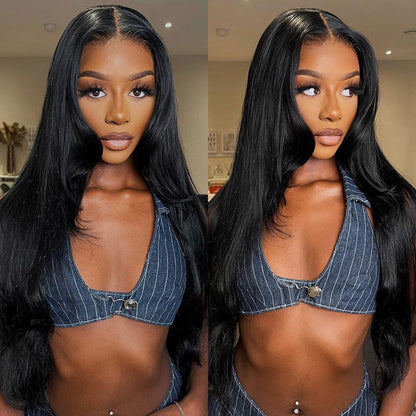 4x4 Lace Closure Glueless Straight Wig Natural Black Human Hair Wigs