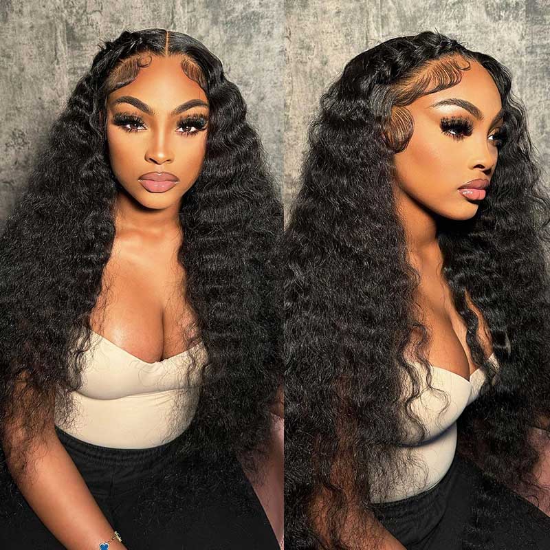 13x6 Lace Frontal Water Wave Natural Black Human Hair Wig- Arabella Hair