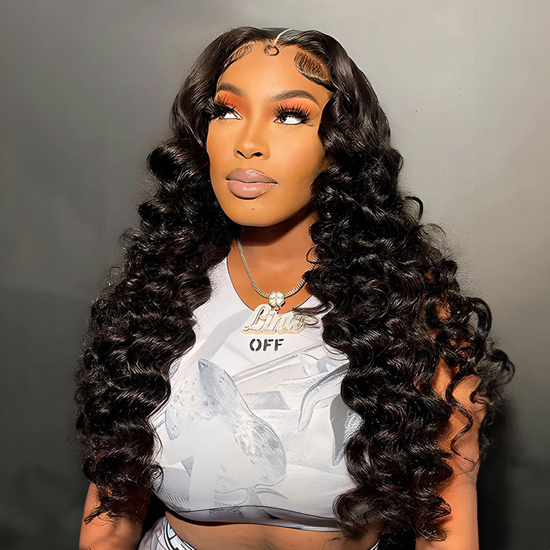 13x6 Lace Frontal Loose Wave Natural Black Human Hair Wig - Arabella Hair