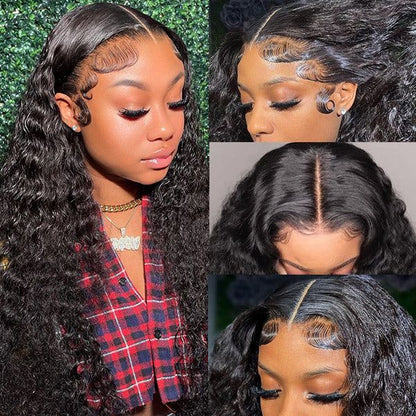 【Flash Sale】Water Wave 4x4 Lace Closure Glueless Natural Black Human Hair Wigs