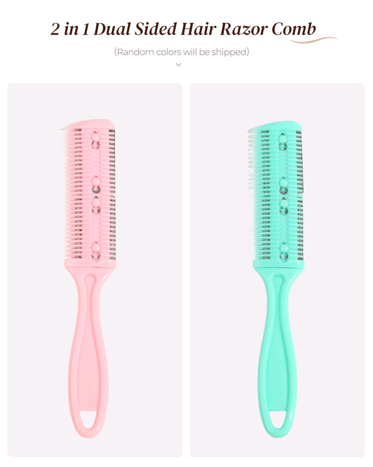 Arabella 2 in 1 Dual Sided Hair Thinning Cutting Razor Comb (Color Assorted)