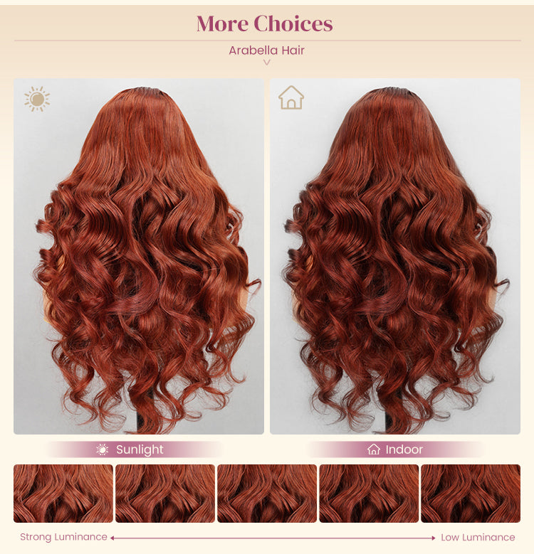 Color Shift of Reddish Brown Wig Under Different Lighting
