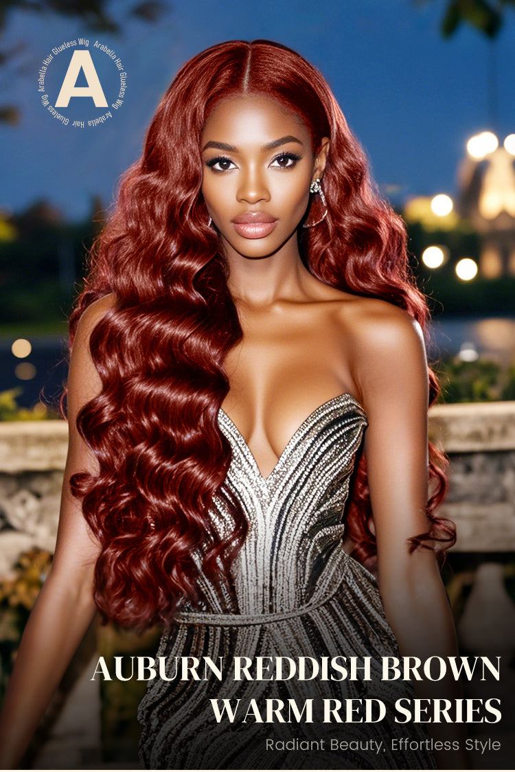 Poster Showing Model Wearing Reddish Brown Wig Outdoor