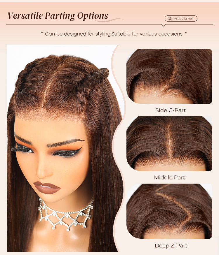 Various Parting Options of Straight Brown Wig