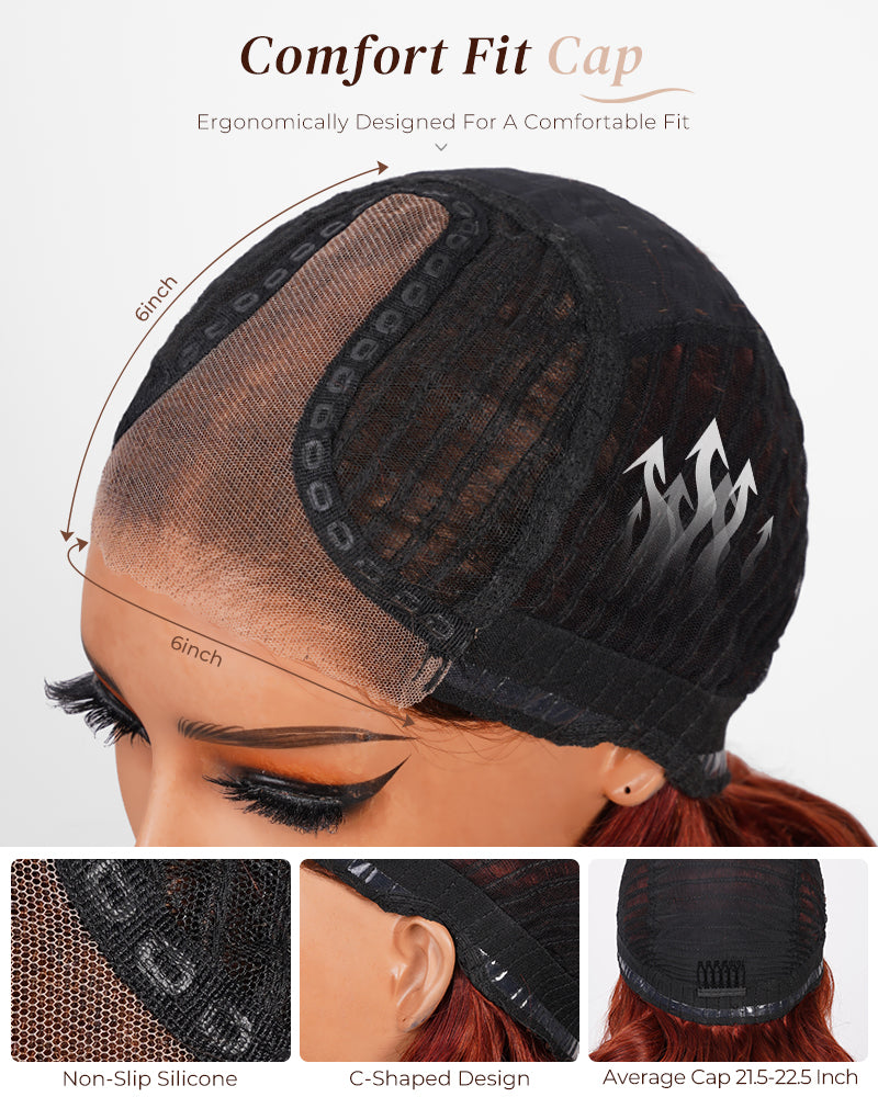 26&quot;=$167 | Arabella 6 Inches Deep Part Reddish Brown Ombre Loose Body Wave Wig 100% human hair wig