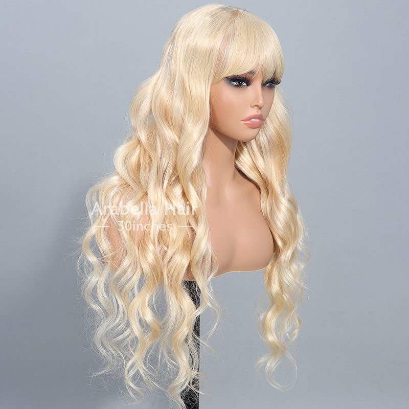 613 Blonde Glueless 3x2 Lace Wig Body Wave Color Wigs With Bangs High Quality 100% Human Remy Hair