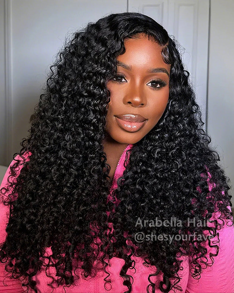 5x5 Lace Closure Glueless Jerry Curly Natural Black Human Hair Wig