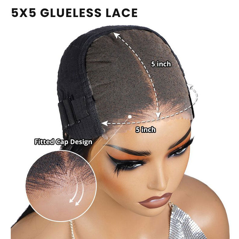 【Super Sale】5x5 Lace Closure Wigs Real Glueless Wig Body Wave Pre-Plucked/Pre-Bleached Natual Black Human Hair Wig