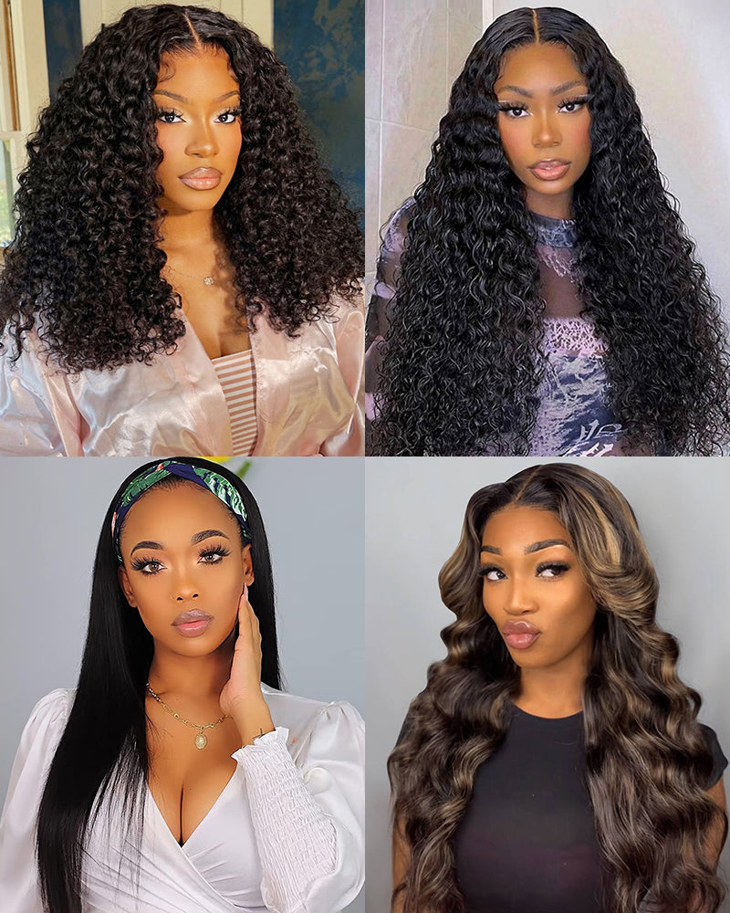 Arabella $89 Final Deal Price Varied Lace Balayage Highlight/Natural Black Varied Curly Wig