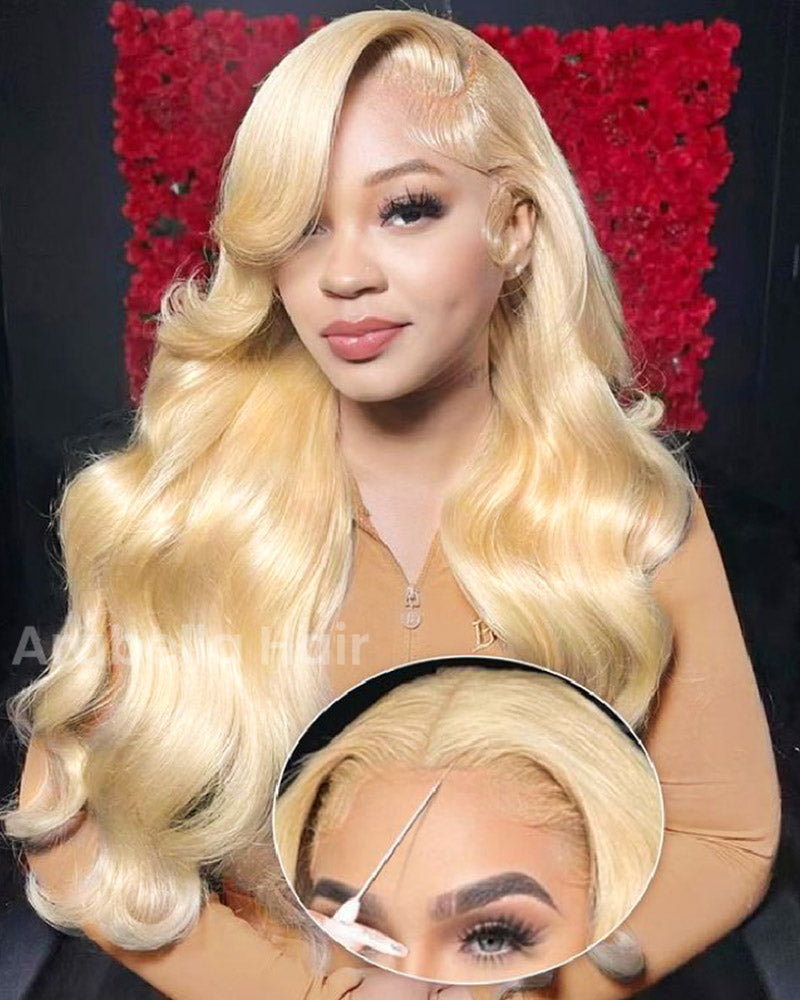 Arabella 613 Blonde 13x4 Lace Glueless Body Wave Free Part Long Wig Easily Redyed 100% Virgin Human Hair