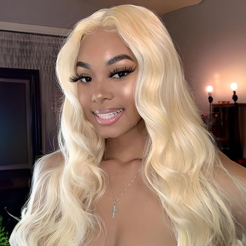 Easily Redyed 613 Silky Straight 6x5 Closure Lace Glueless Mid Part Long Wig 100% Virgin Human Hair