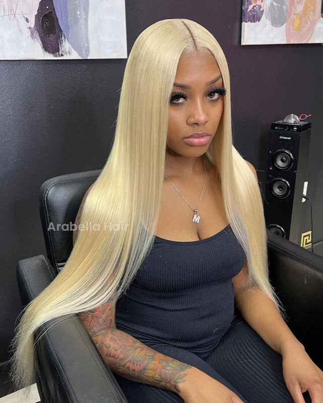 Arabella 6x5 invisible knots Glueless 613 Blonde Silky Straight Wig Pre-cut Lace Beginner Friendly