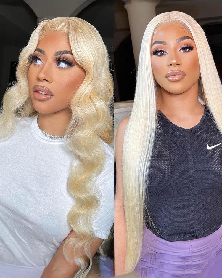 【Subscriber Deal】Arabella 13x4 Frontal Lace &amp; 6x5 Invisible Knots Glueless 613 Blonde Body Wave Wig Invisible Knots Realistic Hairline