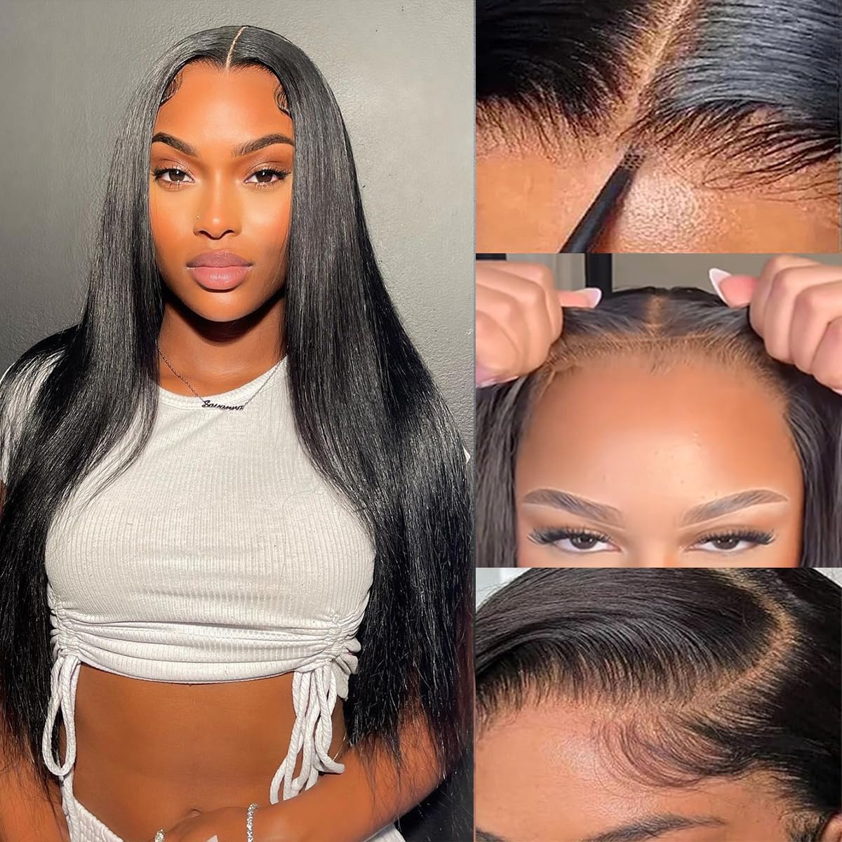 13x6 Lace Frontal Straight Natural Black Human Hair Wig