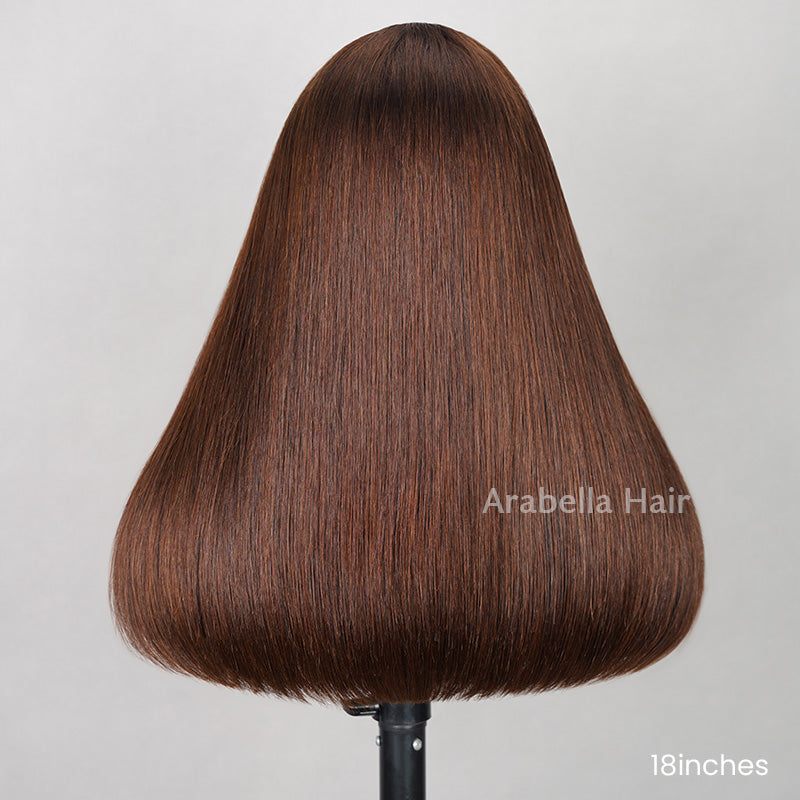 【Limited Design】Glueless 6x5 Lace Pre-Cut Dark Brown Colored Straight Bleached Knots Easy-Wear Human Hair Wigs