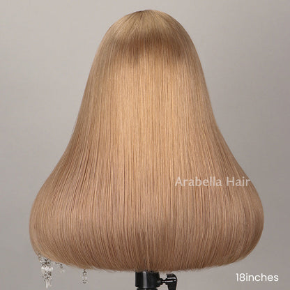 【Limited Design】Ash Honey Blonde Colored Easy-Wear Glueless 6x5 Pre-Cut Lace Straight Bob Wig With Bleached Knots Human Hair Wigs