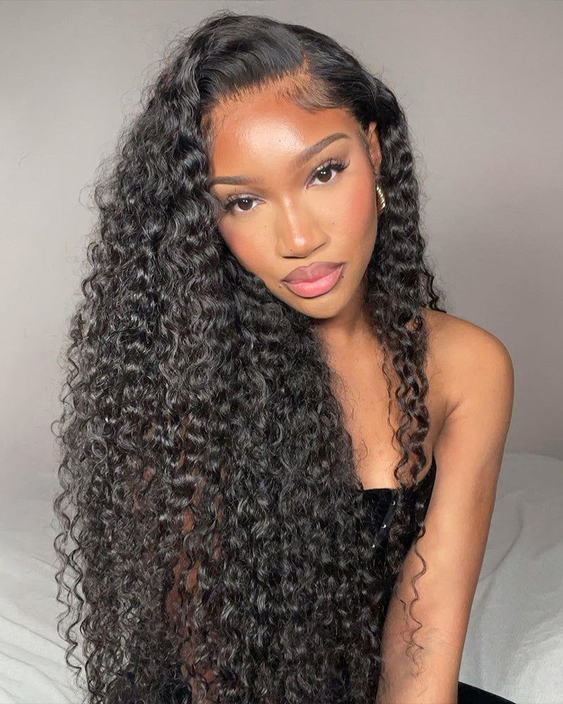 13x6 Lace Frontal Jerry Curly Natural Black Wig with Baby Hair Human Hair Wig - Arabella Hair