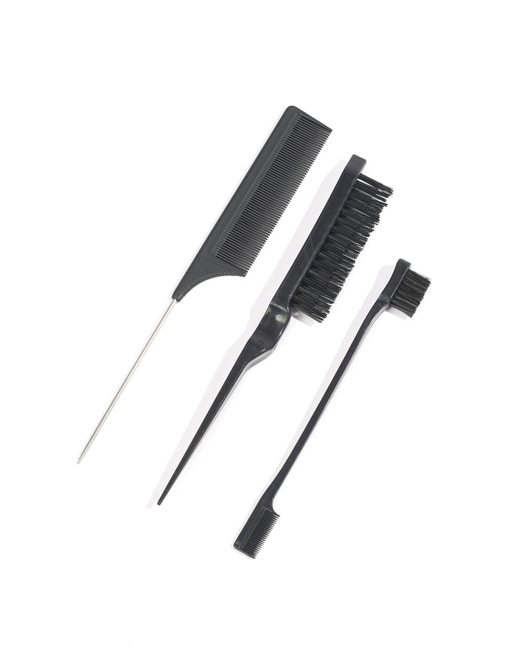 Arabella 3-Pack Rat Tail Combs Set (Black)