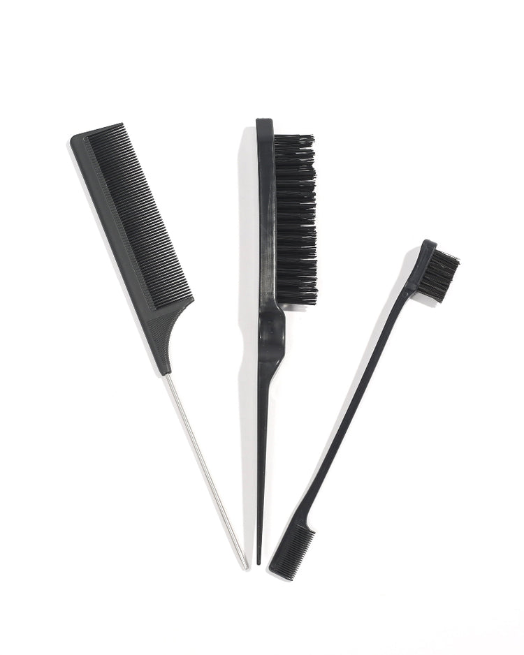 Arabella 3-Pack Rat Tail Combs Set (Black)
