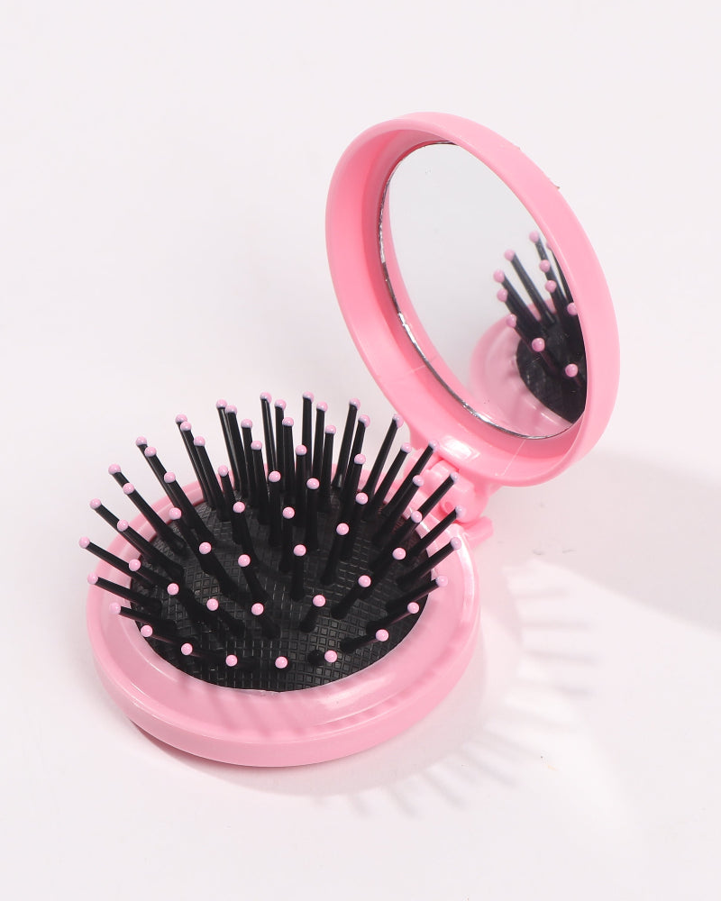 Arabella Folding Travel Hair Brush with Mirror