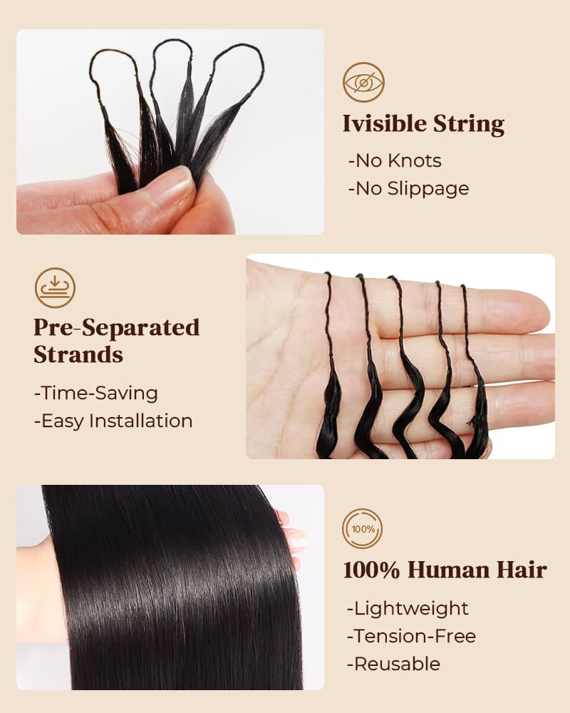 Arabella Silky Straight Feather Crochet Hair Natural Black Hair Extensions Pre-Separated Lightweight Miracle Knots