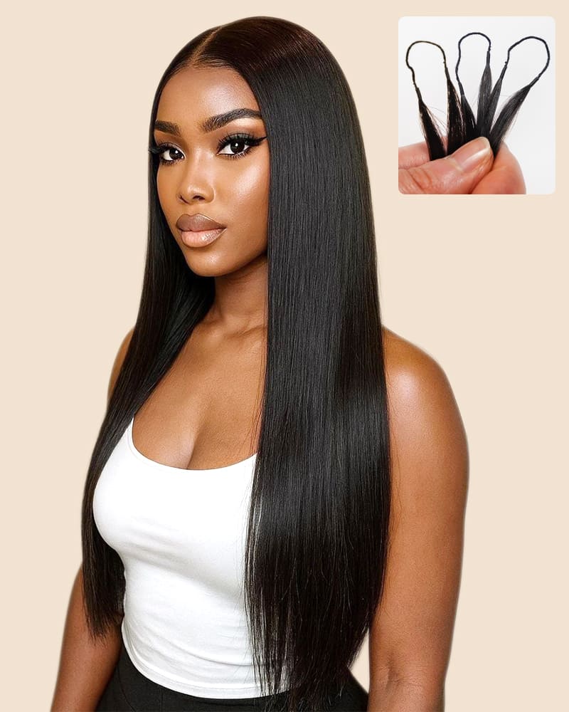 Arabella Silky Straight Feather Crochet Hair Natural Black Hair Extensions Pre-Separated Lightweight Miracle Knots