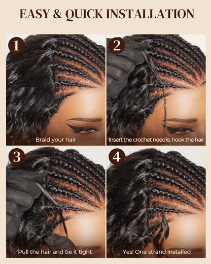 Arabella Silky Straight Feather Crochet Hair Natural Black Hair Extensions Pre-Separated Lightweight Miracle Knots