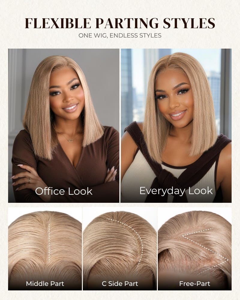 [2ND=$39] Arabella 6x5 Invisible Knots Glueless Milk Tea Brown Straight Bob Wig Pre-cut Lace Beginner Friendly