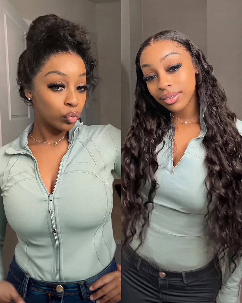 Arabella 13x6 Three-Go™ Glueless Wig Bohemian Curl With Drawstring Natural Black 100% Human Hair Wig