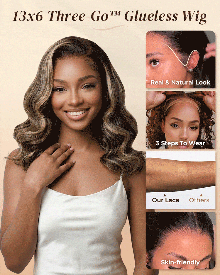 Arabella 13x6 Three-Go™ 250% Density Glueless Loose Body Wave Bob Wig Pre-cut Lace Ombre Platinum Blonde Balayage Highlights