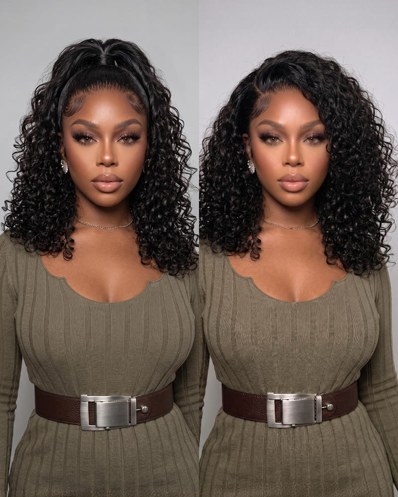 Arabella 13x5 Lace Glueless Water Wave Bob Wig With Pre-Cut Lace Invisible Knots Natural Black Virgin Hair Wig