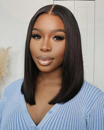 Arabella 13x6 Three-Go™ 250% Density Straight Bob Invisible Knots Natural Black Glueless Beginner Friendly