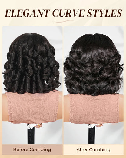 Arabella 6x5 invisible knots Glueless Loose Wave Bob Wig Pre-cut Lace Natural Black Beginner Friendly