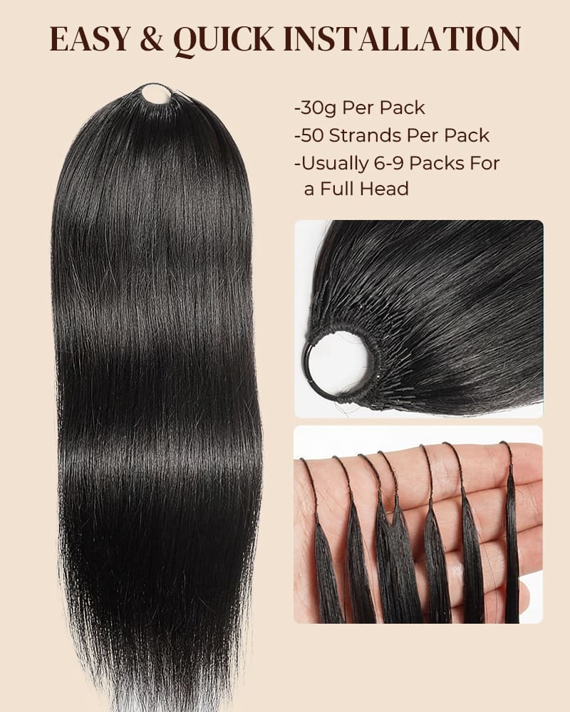 Arabella Silky Straight Feather Crochet Hair Natural Black Hair Extensions Pre-Separated Lightweight Miracle Knots