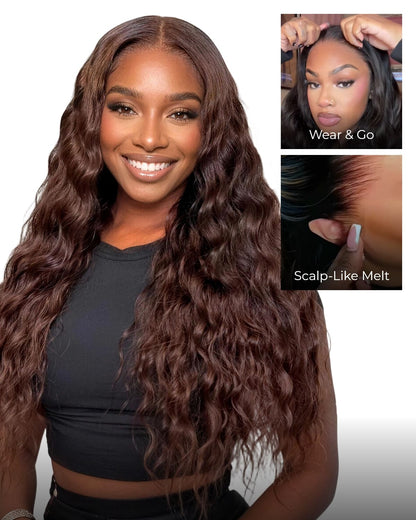 Arabella Zerowear™ 13x6 Invisible HD Lace Glueless Wig Bohemian Curl With Drawstring Chocolate Brown 100% Human Hair Wig