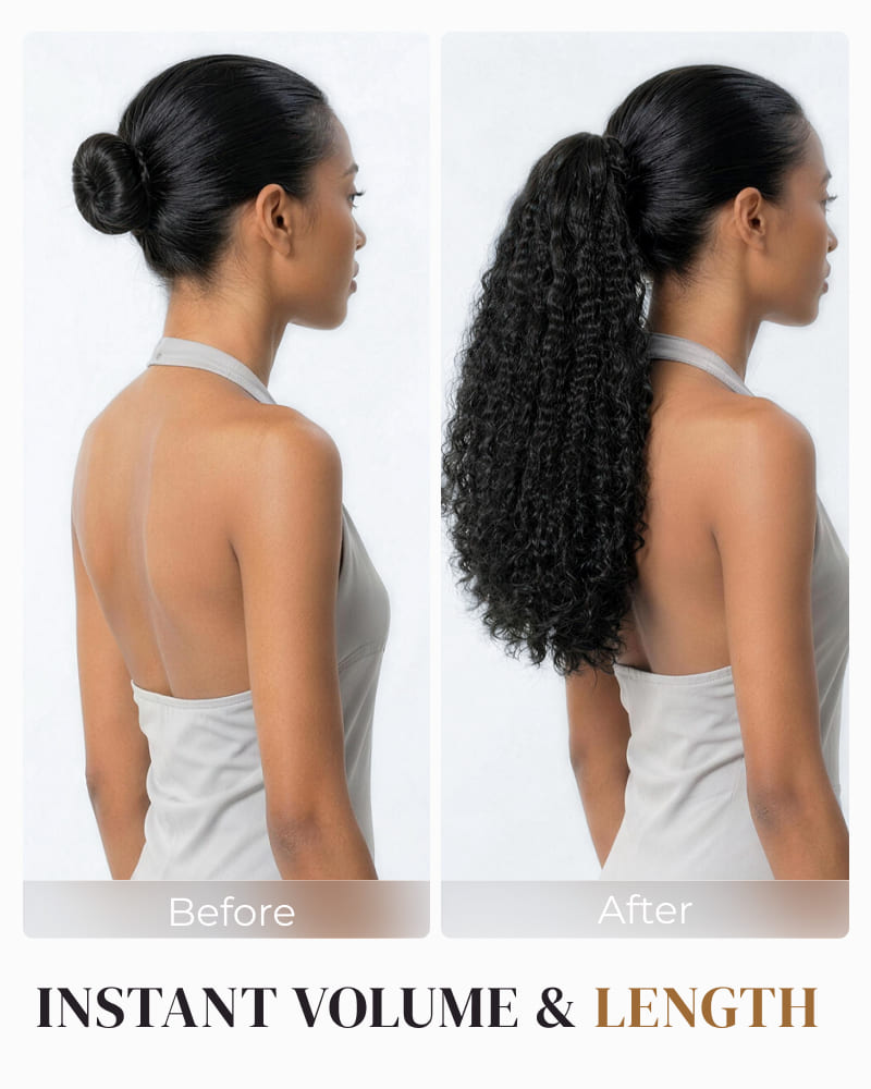 Arabella Afro Kinky Curly Ponytail Natural Black Hair Extensions Instant Volume 100% Human Hair
