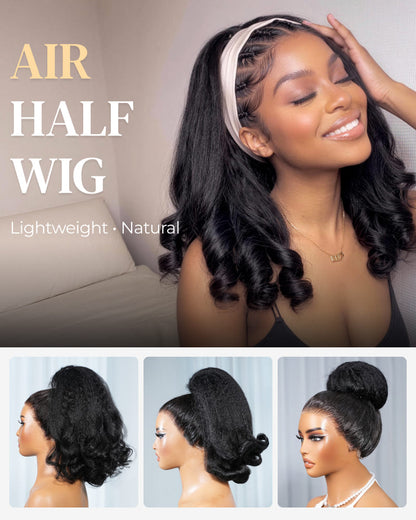 Arabella Yaki Straight Ponytail with Burmese Curly Natural Black Hair Extensions Instant Volume 100% Human Hair